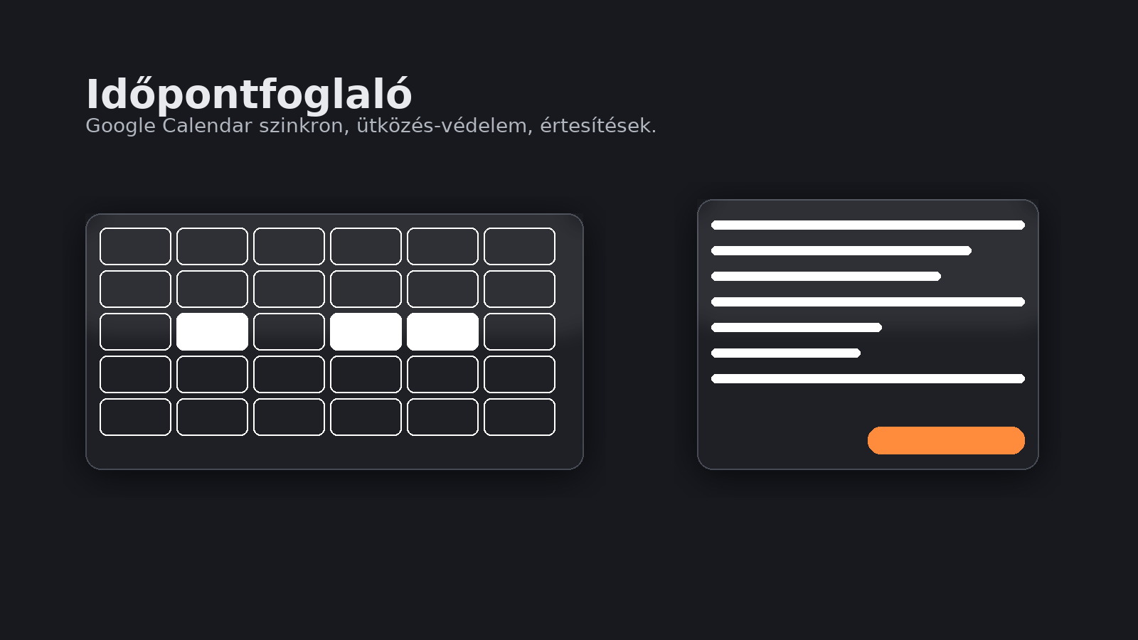 Foglalási naptár nézet